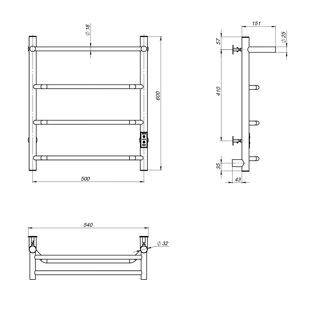 Полотенцесушитель Пэк сп 6 П 60х50